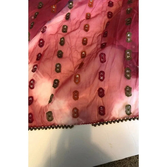 Beautiful Indian Scarf Size L84”xW35” Sequin Bead Embroidery - Picture 6 of 6